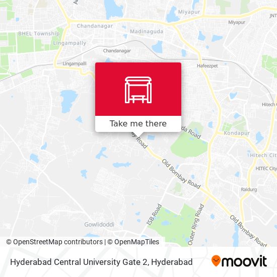 Hyderabad Central University Gate 2 map