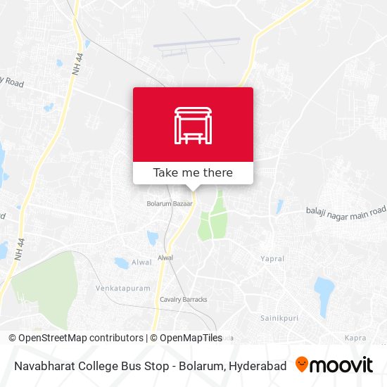 Navabharat College Bus Stop - Bolarum map