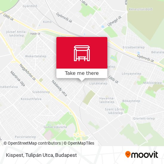 Kispest, Tulipán Utca map