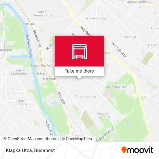 Klapka Utca map