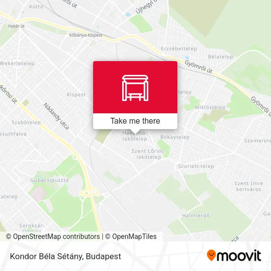 Kondor Béla Sétány map