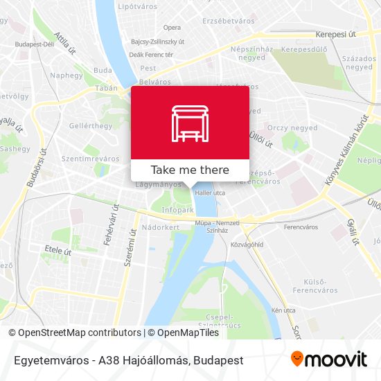 Egyetemváros - A38 Hajóállomás map