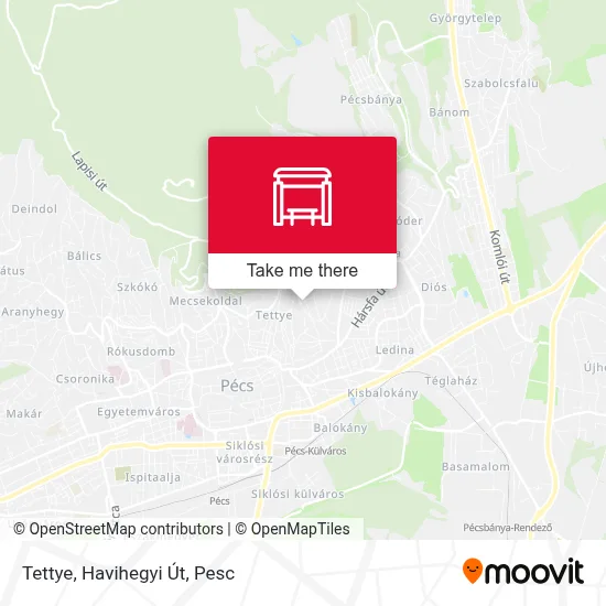 Tettye, Havihegyi Út map