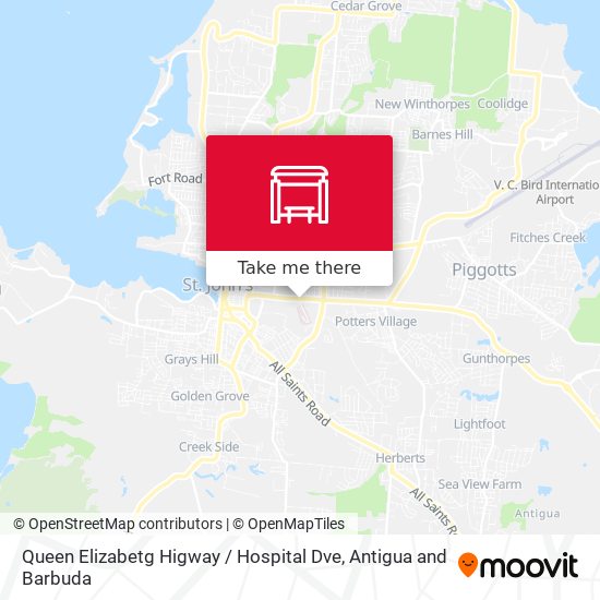 Queen Elizabetg Higway / Hospital Dve map