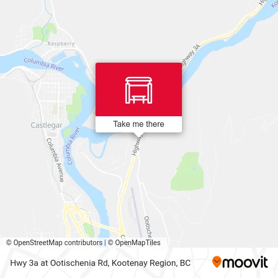 Hwy 3a at Ootischenia Rd map