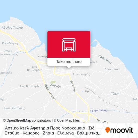 Αστικο Κτελ Αφετηρια Προς Νοσοκομειο - Σιδ. Σταθμο - Καμαρες - Ζηρια - Ελαιωνα - Βαλιμιτικα map