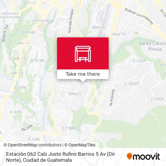 Estación 062 Calz Justo Rufino Barrios 5 Av (Dir Norte) map