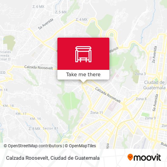 Calzada Roosevelt map