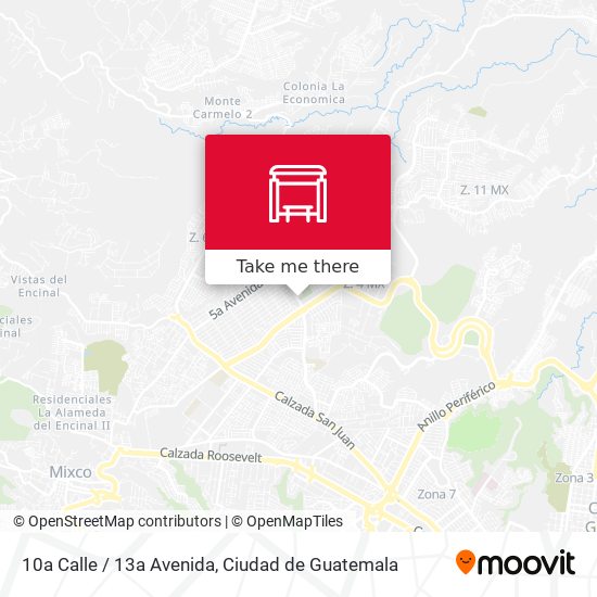 Mapa de 10a Calle / 13a Avenida