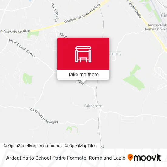 Ardeatina to School Padre Formato map