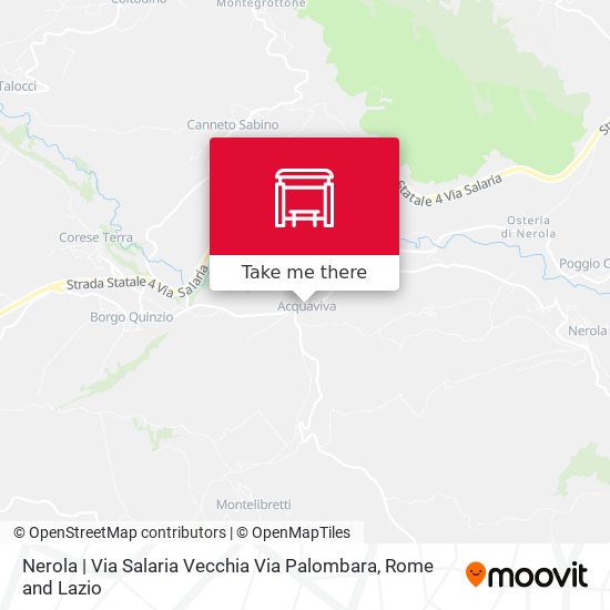 Nerola | Via Salaria Vecchia Via Palombara map