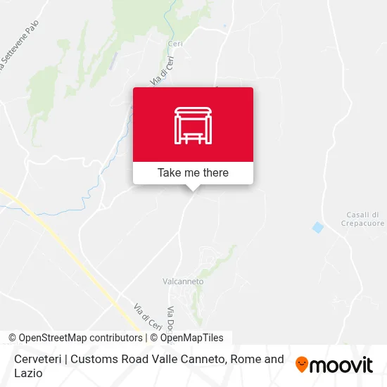 Cerveteri | Customs Road Valle Canneto map