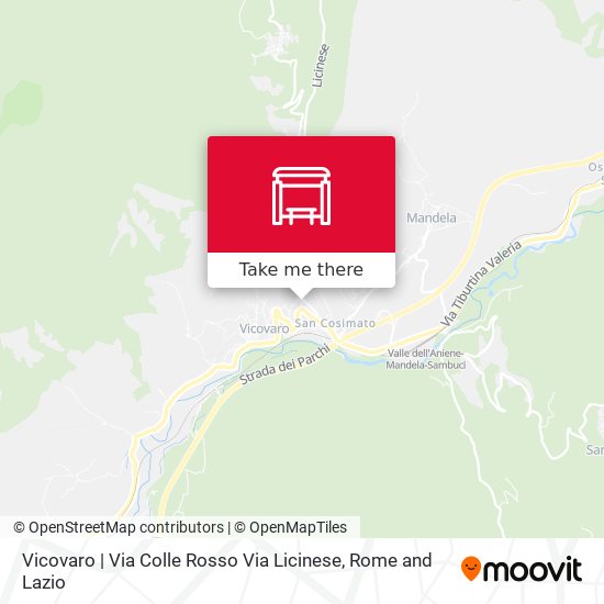 Vicovaro | Via Colle Rosso Via Licinese map
