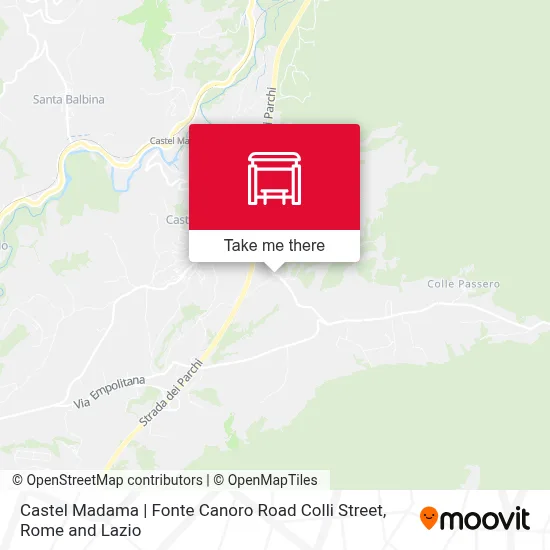 Castel Madama | Fonte Canoro Road Colli Street map