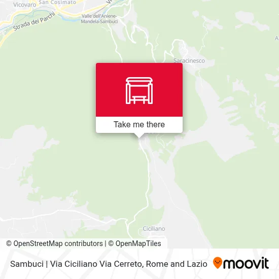 Sambuci | Via Ciciliano Via Cerreto map