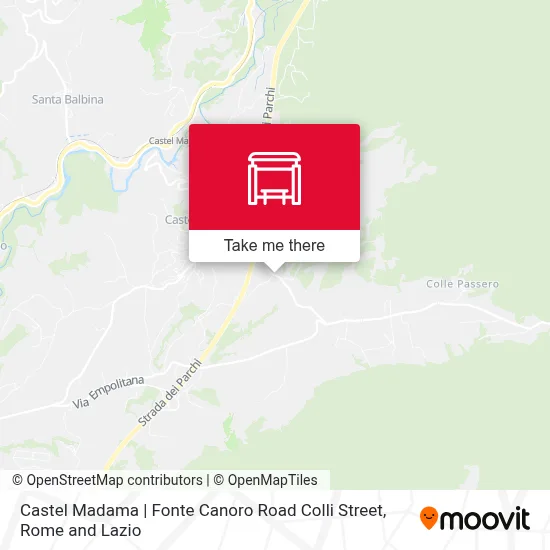 Castel Madama | Fonte Canoro Road Colli Street map