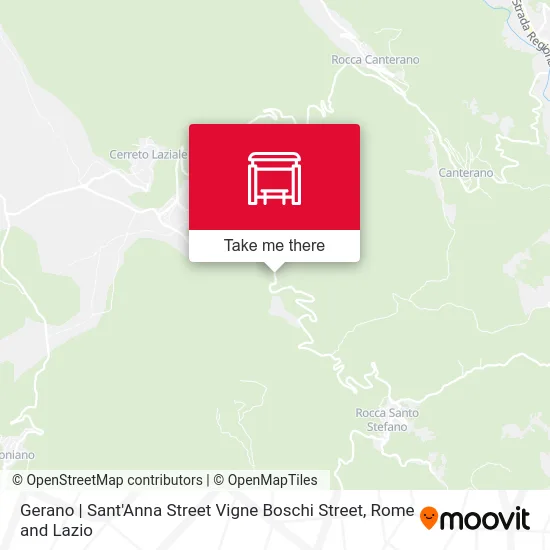 Gerano | Sant'Anna Street Vigne Boschi Street map