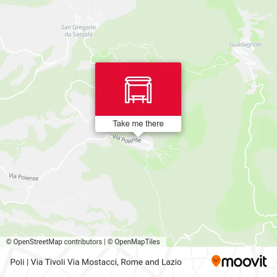 Poli - Via Tivoli Via Mostacci map