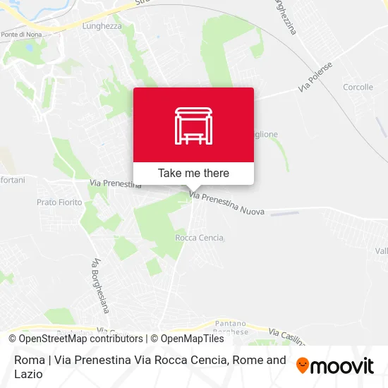 Rome | Prenestina Street Rocca Cencia Street map