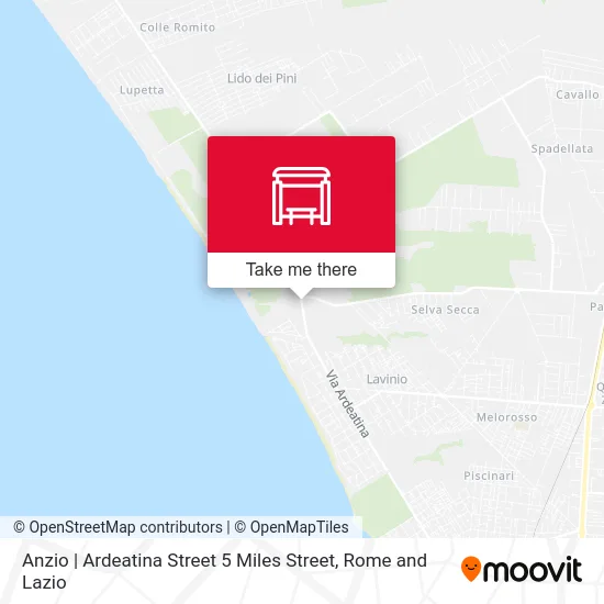 Anzio | Ardeatina Street 5 Miles Street map