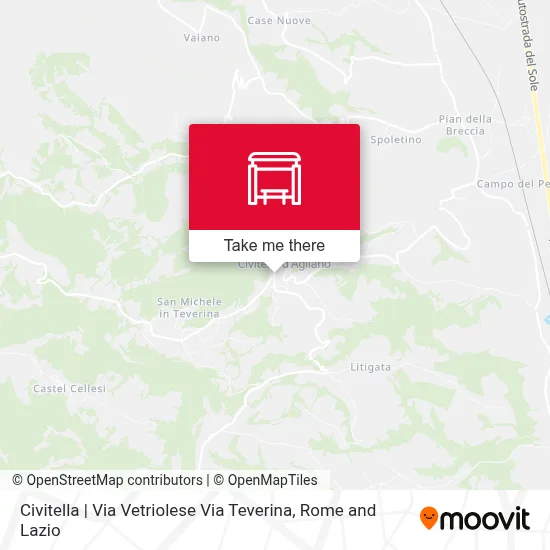 Civitella | Via Vetriolese Via Teverina map