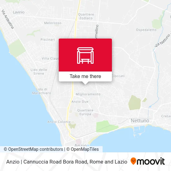 Anzio | Cannuccia Road Bora Road map