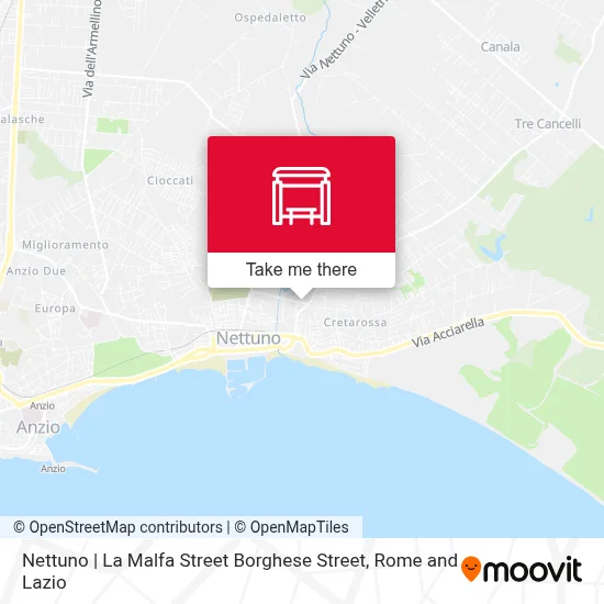 Nettuno | La Malfa Street Borghese Street map