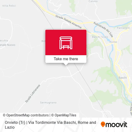 Orvieto | Tordimonte Road Baschi Road map
