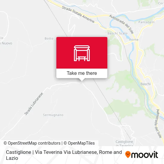 Castiglione | Teverina Road Lubrianese Road map