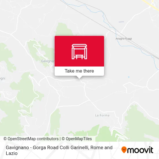 Gavignano - Gorga Road Colli Garinelli map