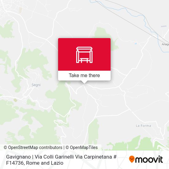 Gavignano | Via Colli Garinelli Via Carpinetana map