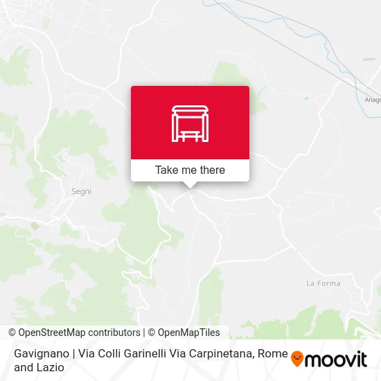 Gavignano | Via Colli Garinelli Via Carpinetana map