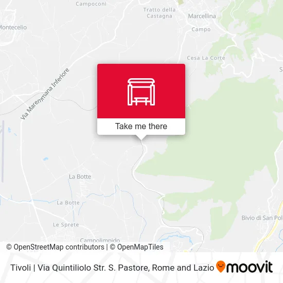 Tivoli | Via Quintiliolo Str. S. Pastore map