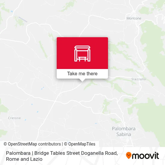Palombara | Bridge Tables Street Doganella Road map