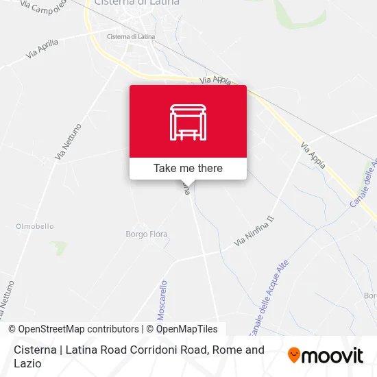 Cisterna | Latina Road Corridoni Road map