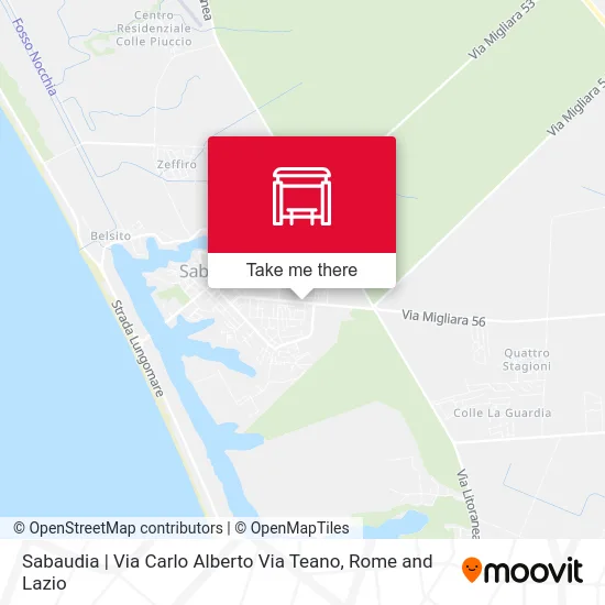 Carlo Alberto Road Teano Road - Sabaudia map