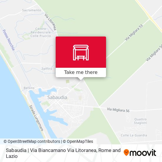 Sabaudia | Via Biancamano Via Litoranea map