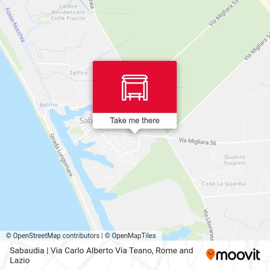 Carlo Alberto Road Teano Road - Sabaudia map