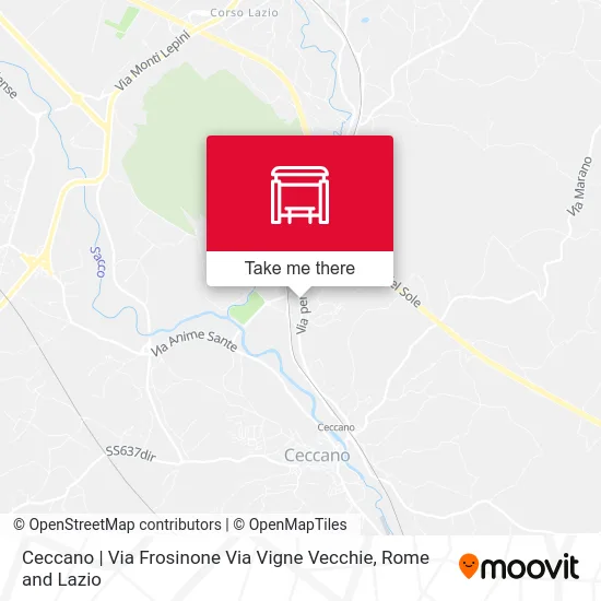 Ceccano | Frosinone St & Old Vineyards St map