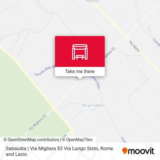 Sabaudia | Migliara 53 Road Lungo Sisto Street map