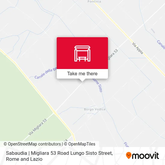 Sabaudia | Migliara 53 Road Lungo Sisto Street map