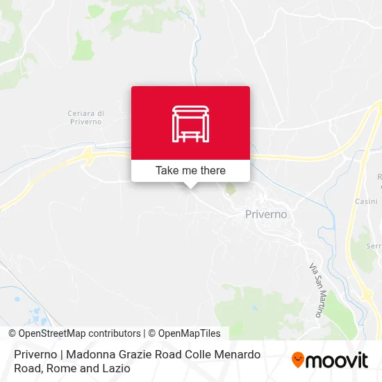 Priverno | Madonna Grazie Road Colle Menardo Road map