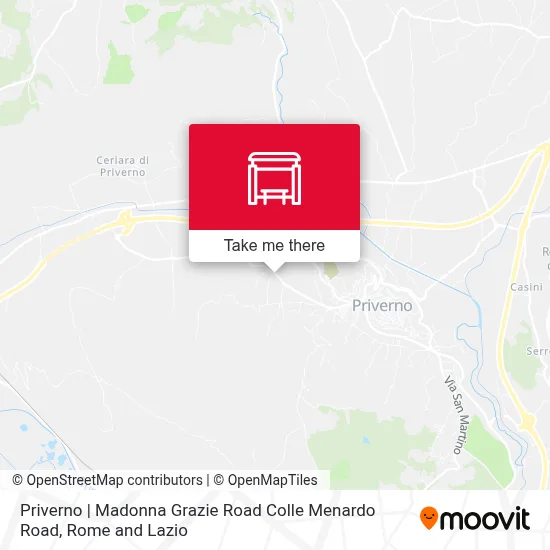 Priverno | Madonna Grazie Road Colle Menardo Road map