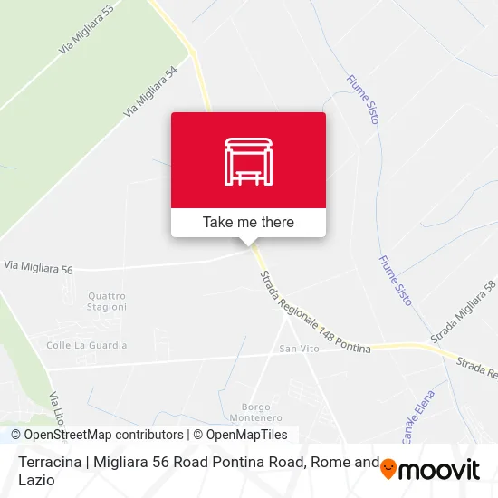 Terracina | Migliara 56 Road Pontina Road map