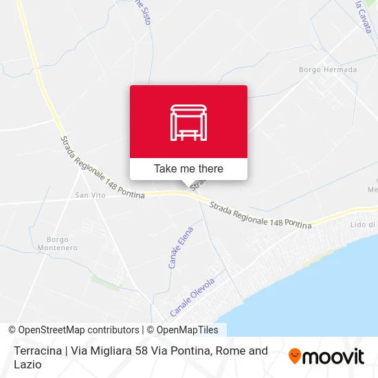 Terracina | Migliara 58 Street Pontina Road map