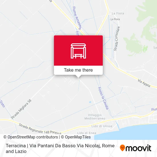 Terracina | Lower Pantani Street Via Nicolaj map