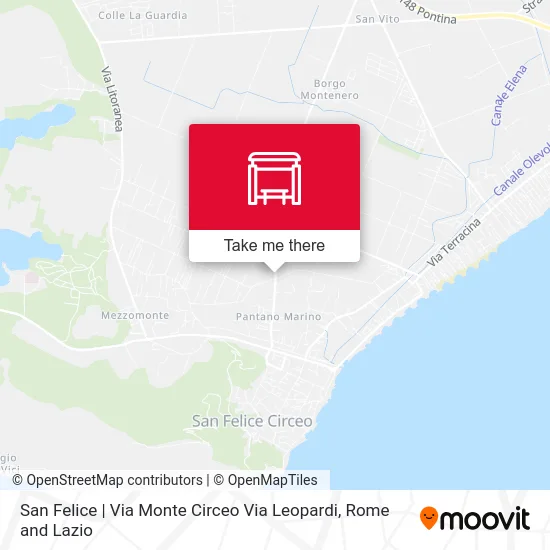 San Felice | Monte Circeo Road Leopardi Road map