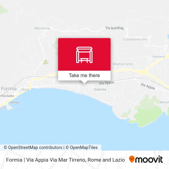 Formia | Appian Way Tyrrhenian Sea Street map