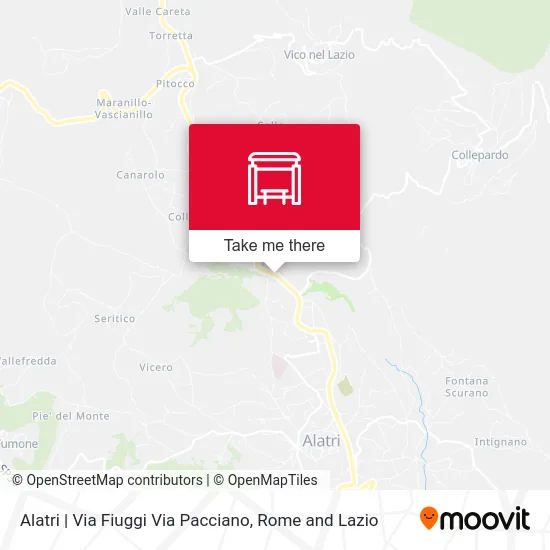Alatri | Fiuggi Road Pacciano Road map