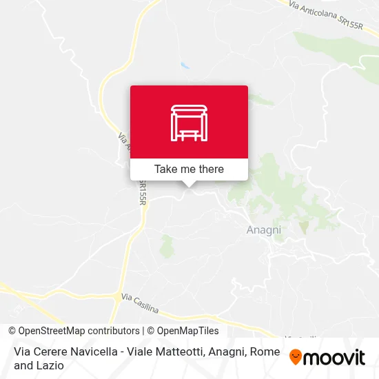 Via Cerere Navicella - Viale Matteotti, Anagni map